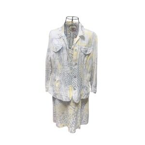 Ruby Rd Lined Dress And Jacket Yellow Gray White Size 14 ‎ Dress Size 16 Jacket